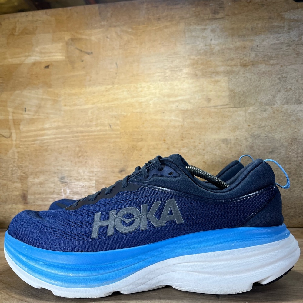Hoka One One Bondi 8 Mens Sz 13 Running Shoes Sneakers Outer Space All Aboard - Picture 4 of 12